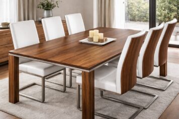 Moderner Esstisch mit Stühlen – zeitlose Eleganz und hochwertige Materialien Elegantes Esszimmer mit Walnusstisch(2)